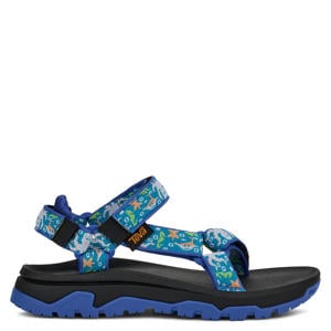 sandalen met plateauzool en all over print blauw