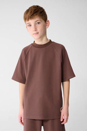 T-shirt donkerbruin met textuur