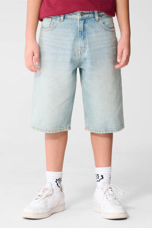 regular waist denim short light blue denim