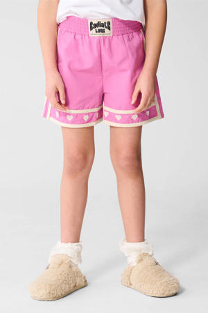 regular high waist casual short met hartjes roze