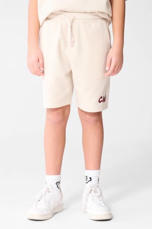 regular waist sweatshort beige met textuur
