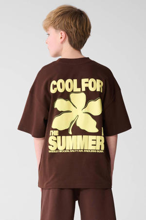 T-shirt met backprint donkerbruin