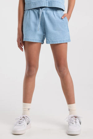 casual short light blue denim