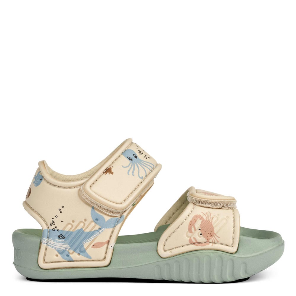 Beige en lichtblauwe jongens Liewood sandalen van 100% eva met klittenband