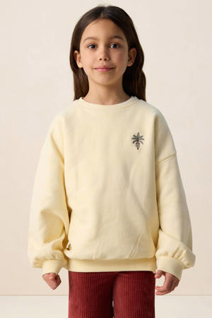 sweater met backprint lichtgeel