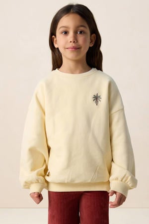 sweater met backprint lichtgeel