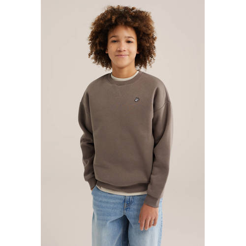 WE Fashion sweater taupe Bruin Effen - maat 170/176 afbeelding
