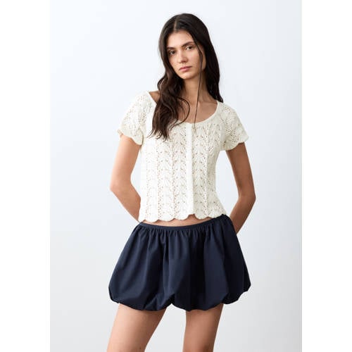 MANGO TEEN T-shirt ecru Meisjes Katoen Ronde hals Effen - maat 168(M) afbeelding