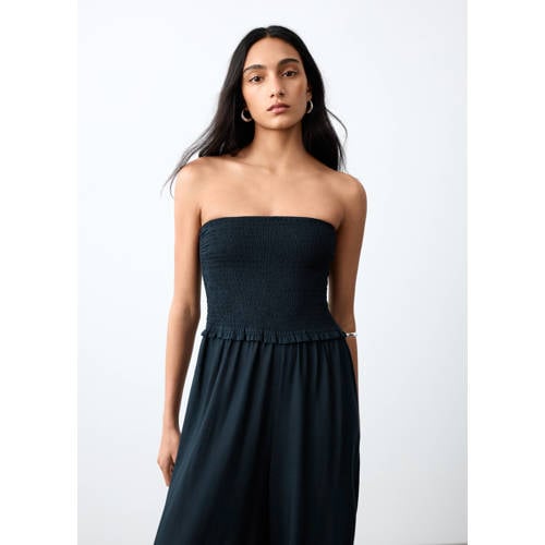 MANGO TEEN jumpsuit donkerblauw Meisjes Viscose Strapless Effen - maat 168(M) afbeelding