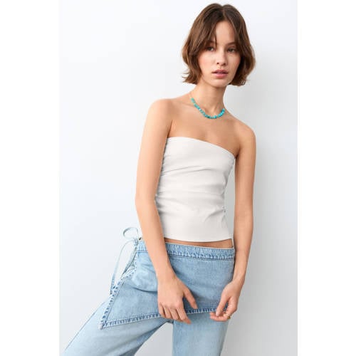 MANGO TEEN strapless top wit Effen - maat 158(XS) | Top van MANGO TEEN afbeelding