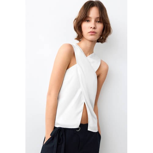 MANGO TEEN mouwloze top wit Meisjes Modal V-hals Effen - maat 164(S) afbeelding