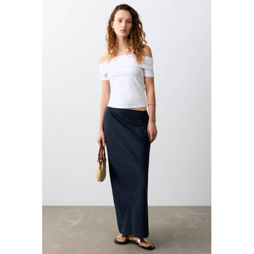 MANGO TEEN maxi rok donkerblauw Meisjes Lyocell Effen - maat 152(XXS) afbeelding