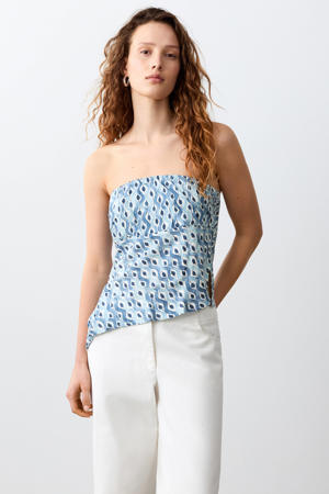 strapless top lichtblauw