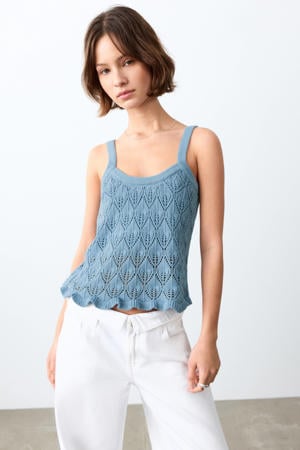 peplum top blauw