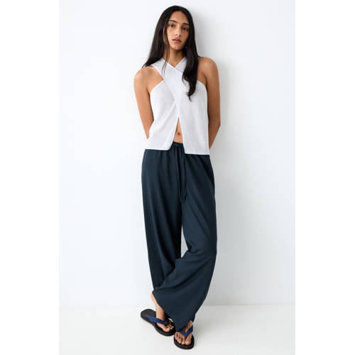 MANGO TEEN casual broek donkerblauw Meisjes Viscose Effen - maat 164(S) afbeelding