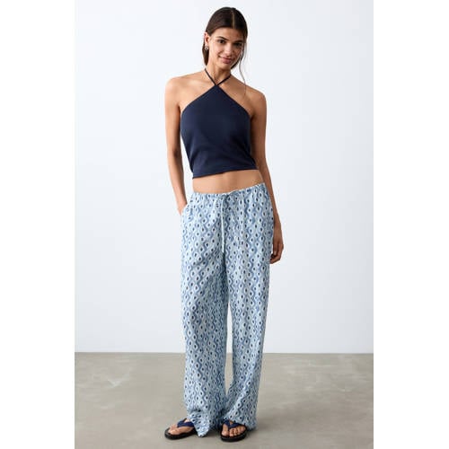 MANGO TEEN casual broek lichtblauw Meisjes Viscose All over print - maat 152(XXS) afbeelding
