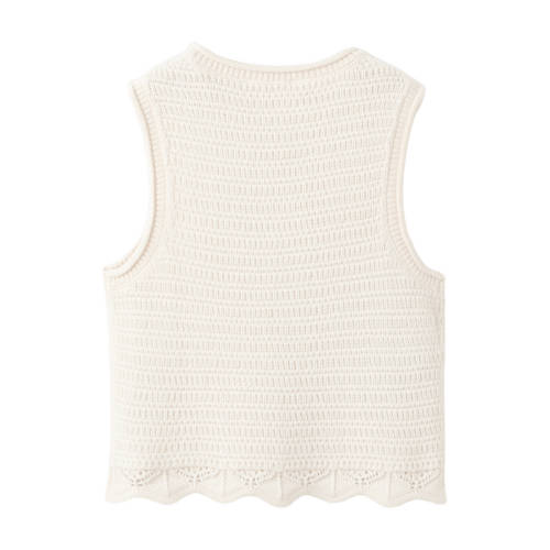 Mango Kids top beige gebreid Meisjes Katoen Ronde hals Effen - maat 128 afbeelding