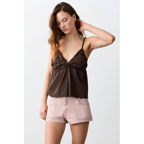 MANGO TEEN denim short roze Korte broek Meisjes Stretchdenim Effen - maat 40 afbeelding