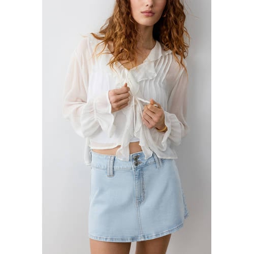 MANGO TEEN spijkerrok light blue denim Blauw Effen - maat 172(L) afbeelding
