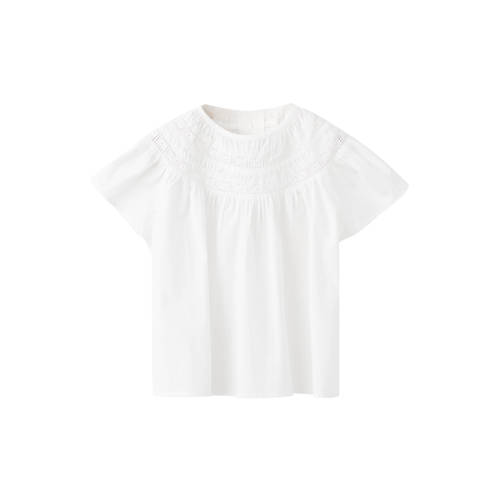 Mango Kids blousetop wit Meisjes Katoen Ronde hals Effen - maat 146 afbeelding