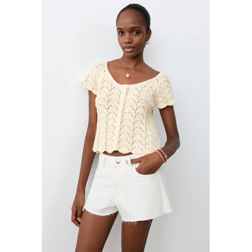 MANGO TEEN denim short wit Korte broek Effen - maat 36 afbeelding