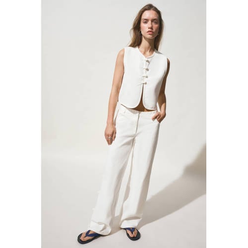 MANGO TEEN baggy jeans wit Meisjes Denim Effen