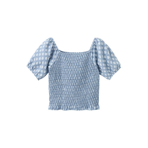 Mango Kids blousetop blauw Meisjes Polyester Vierkante hals All over print - maat 152 afbeelding