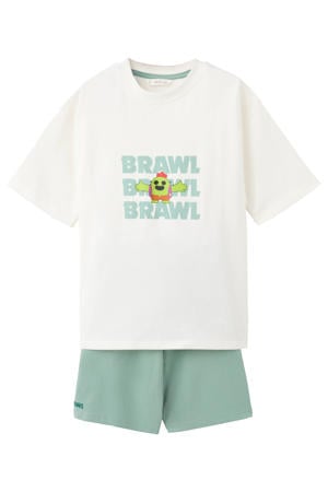 shortama lichtgroen/ecru