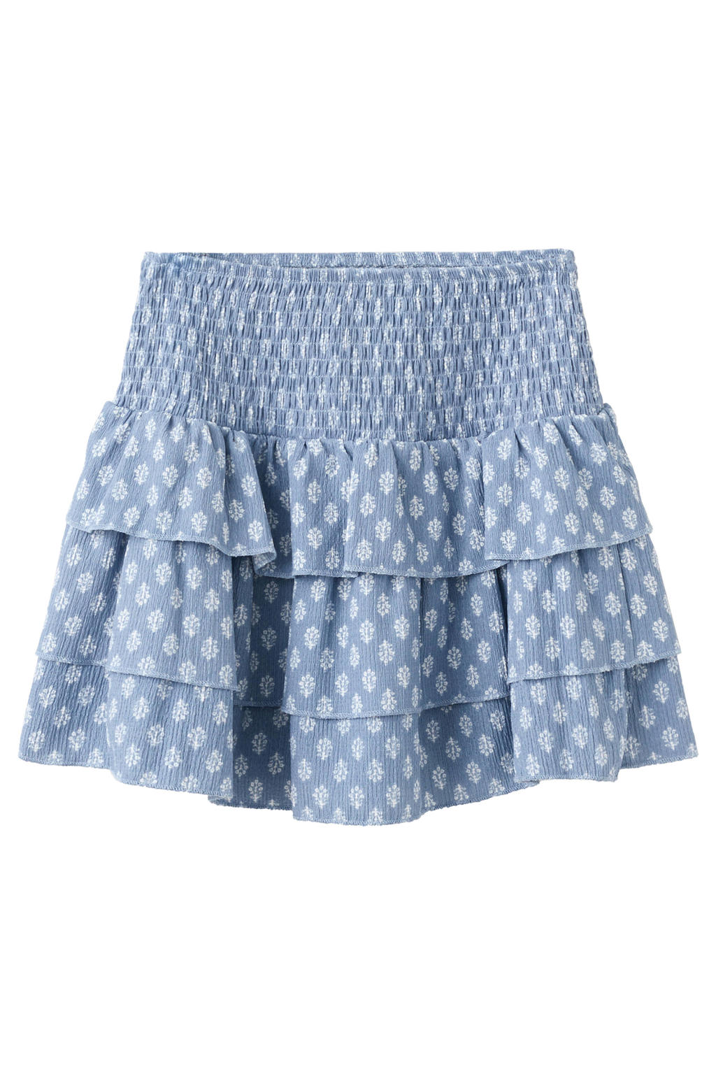 Lichtblauwe meisjes Mango Kids strokenrok gemaakt van polyester en met elastische tailleband