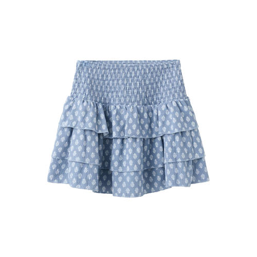 Mango Kids strokenrok lichtblauw Meisjes Polyester All over print - maat 140 afbeelding