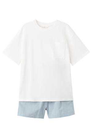 shortama wit/blauw