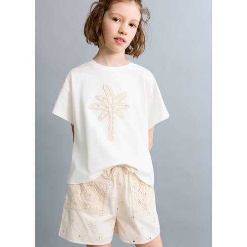 Mango Kids casual short beige ajour Korte broek Meisjes Katoen Effen - maat 140 afbeelding