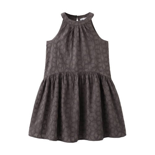 Mango Kids halterjurk donkerbruin Effen - maat 116 afbeelding