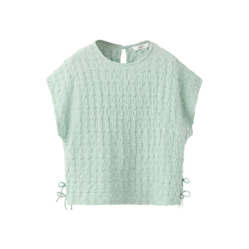 Mango Kids blousetop turquoise Blauw Meisjes Polyester Ronde hals Effen - maat 140 afbeelding