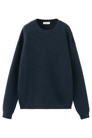trui donkerblauw rib gebreid