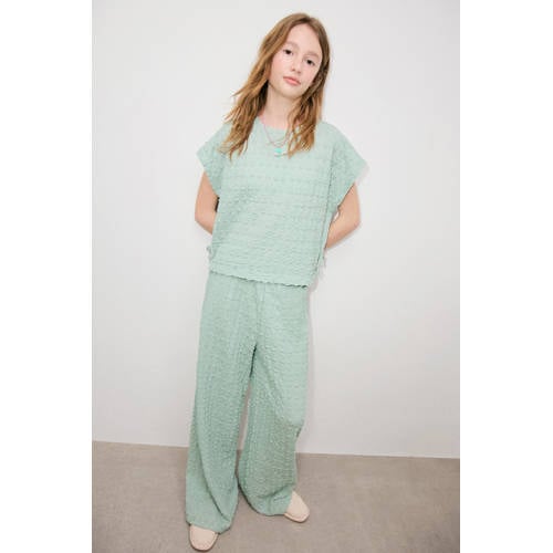 Mango Kids Broek Blauw Meisjes Polyester Effen - maat 164 afbeelding