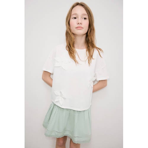 Mango Kids A-lijn rok turquoise Blauw Meisjes Viscose Effen - maat 152 afbeelding