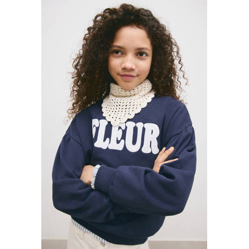 Mango Kids sweater donkerblauw Tekst - maat 116 | Sweater van Mango Kids afbeelding