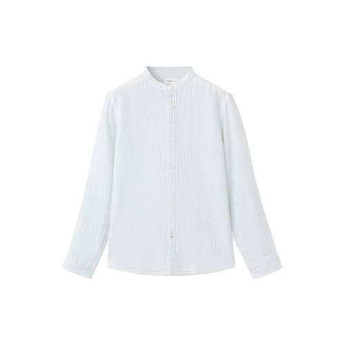 Mango Kids gestreepte casual overhemd met linnen lichtblauw Streep - maat 134 afbeelding