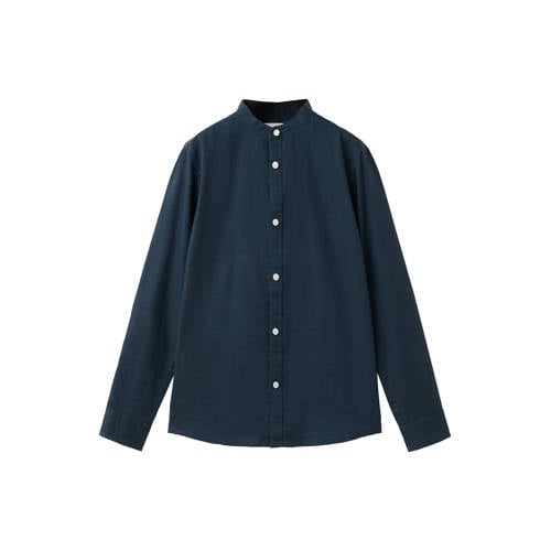 Mango Kids linnen overhemd donkerblauw Effen - maat 116 afbeelding