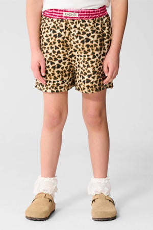 high waist casual short met panterprint bruin