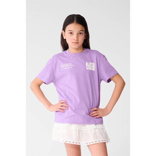 Shoeby T-shirt paars Meisjes Katoen Ronde hals Tekst - maat 134/140 afbeelding