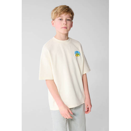 Shoeby T-shirt met backprint ecru Jongens Katoen Ronde hals Backprint - maat 146/152 afbeelding
