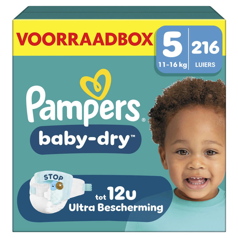 Pampers Baby-Dry Maat 5 voorraadbox 216 luiers
