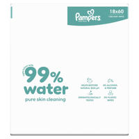 thumbnail: Pampers 99% Water Baby Wipes  - 18 x 60 stuks