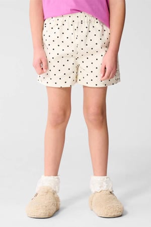 high waist casual short met stippen ecru