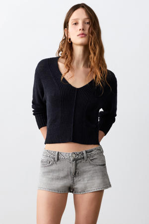 low waist short grey denim