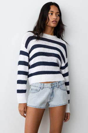 low waist short light blue denim