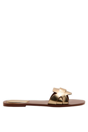 leren sandalen goud