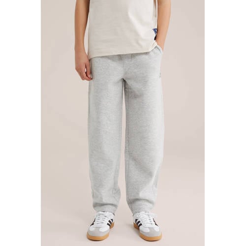 WE Fashion wide leg casual broek lichtgrijs Jongens Sweat Effen - maat 146 afbeelding